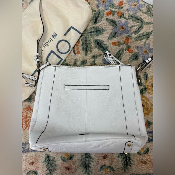 Lodis Leather Dual Zip Aviva Crossbody White Purse Bag W Dustbag - Picture 5 of 10